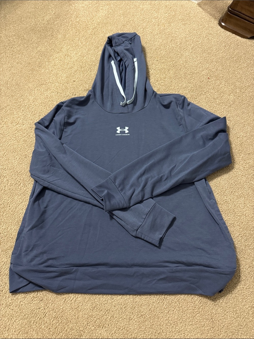 Under Armour Navy Blue Women's Pullover Hoodie with White Logo